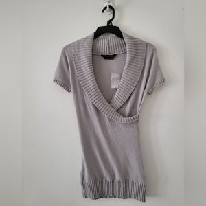 BCBGMaxazria light gray, short sleeve, sweater, size small.